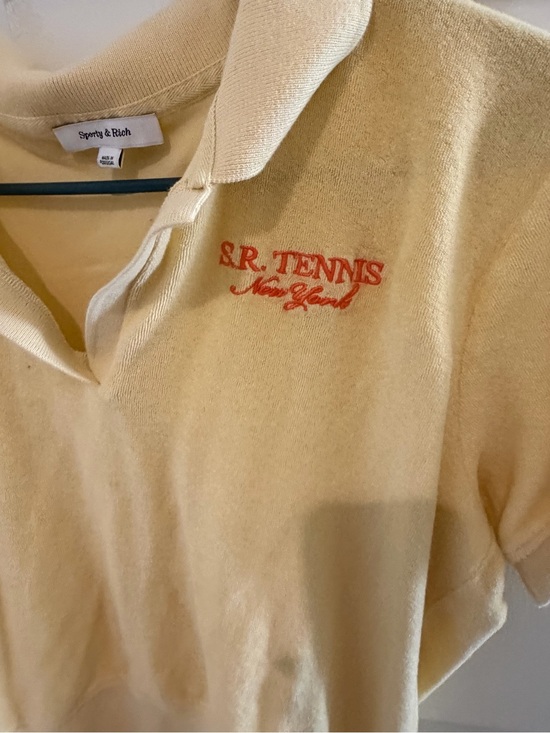 Sporty & Rich Tops - Sporty & Rich Pale Yellow Knit Polo